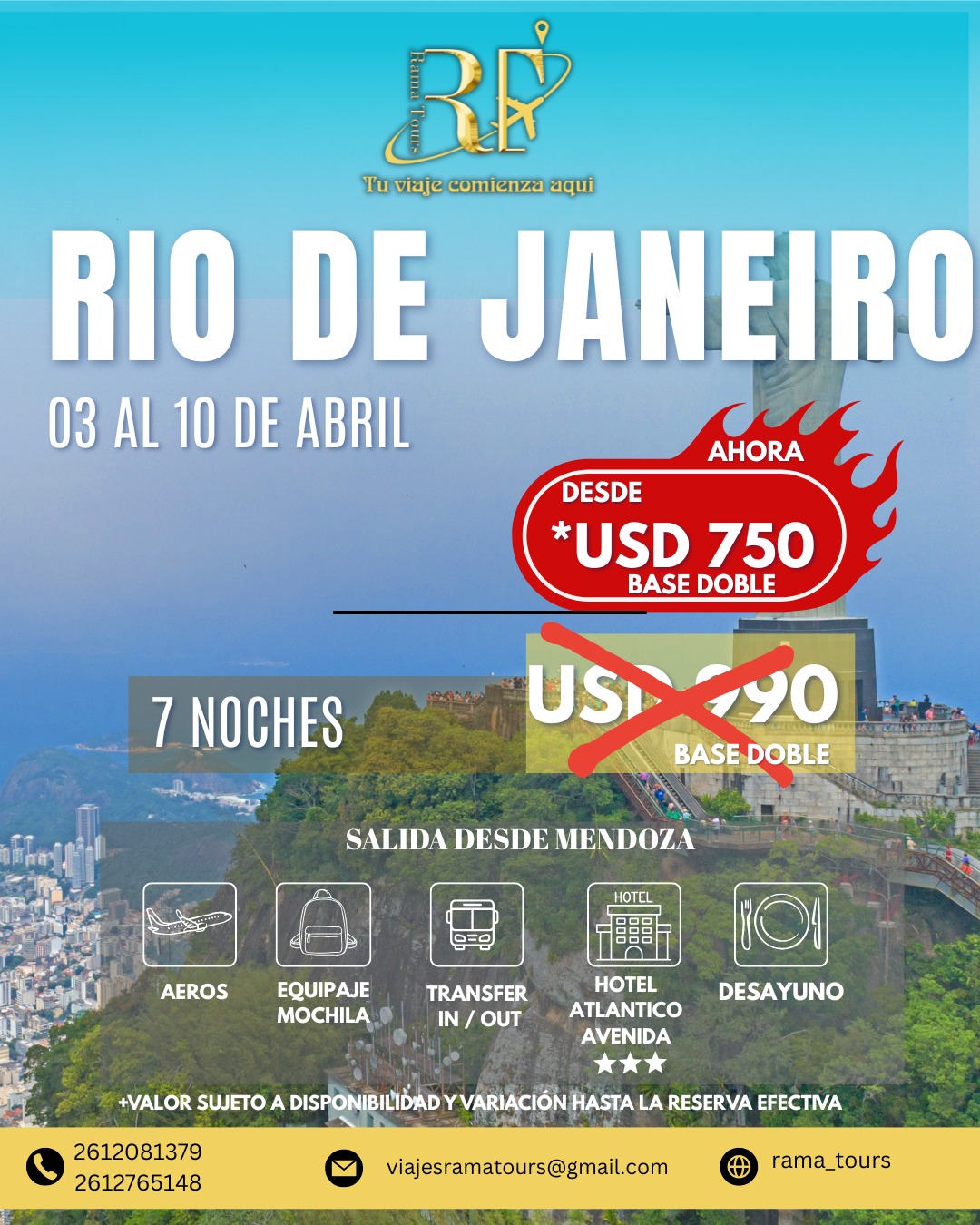 Escapada a Rio de Janeiro en Abril ✈️ | Salida desde Mendoza