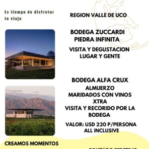 Experiencia de Lujo en Valle de Uco: Bodega Zuccardi Piedra Infinita y Almuerzo en Alfa Crux